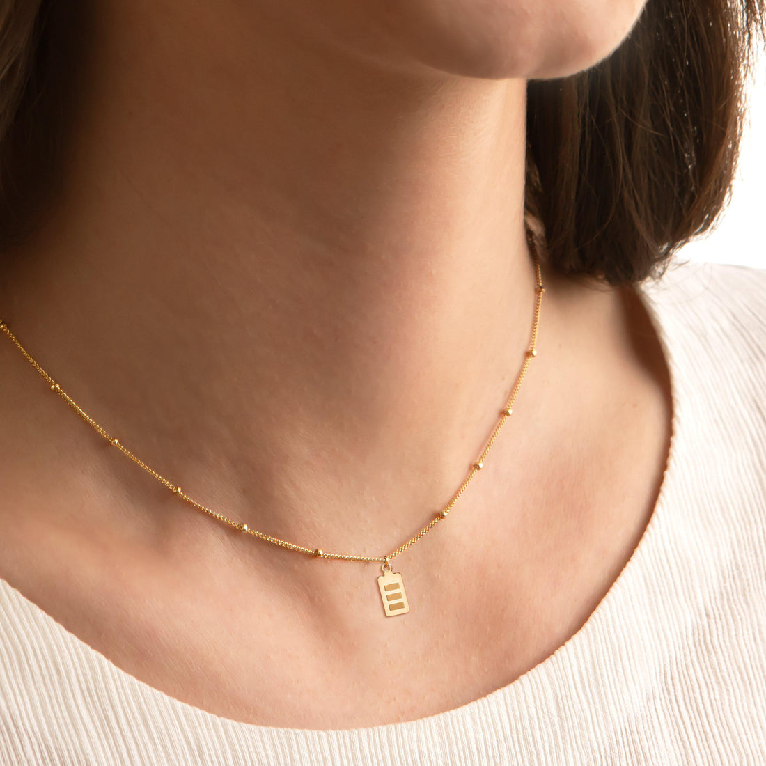 Battery Icon Pendant Beady Necklace