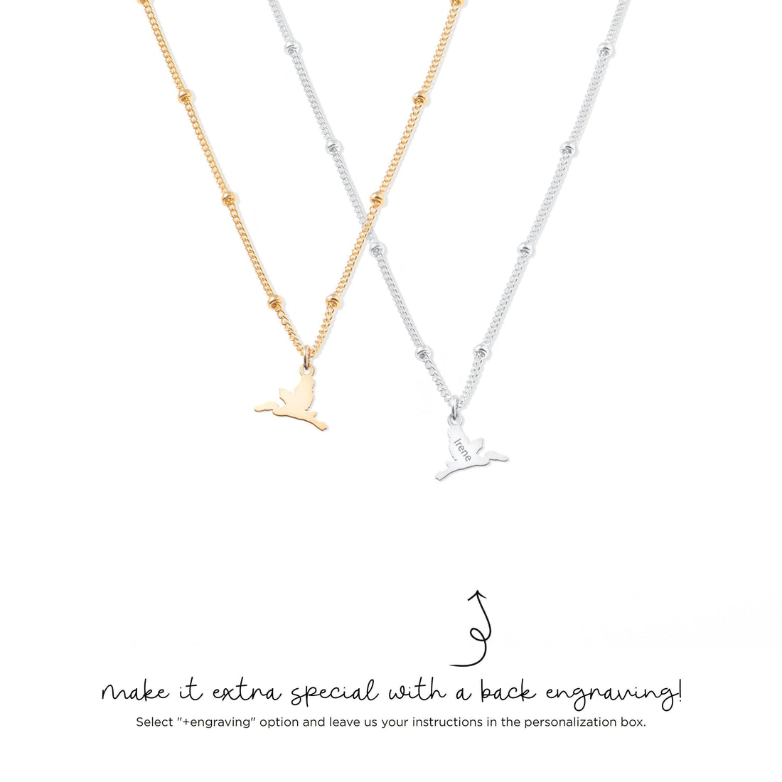 Heron Flying Charm Necklace