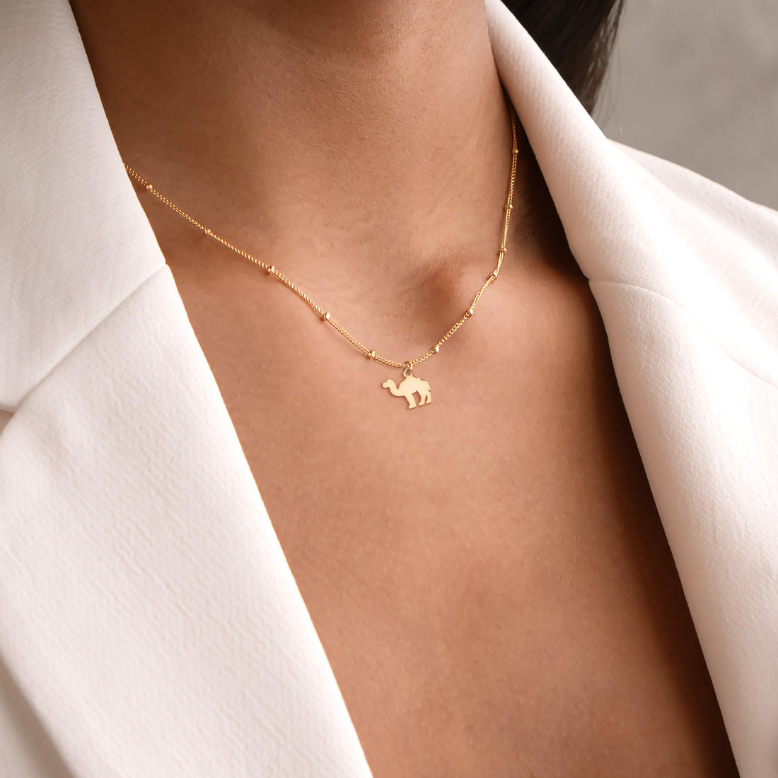 Camel Pendant Beady Necklace