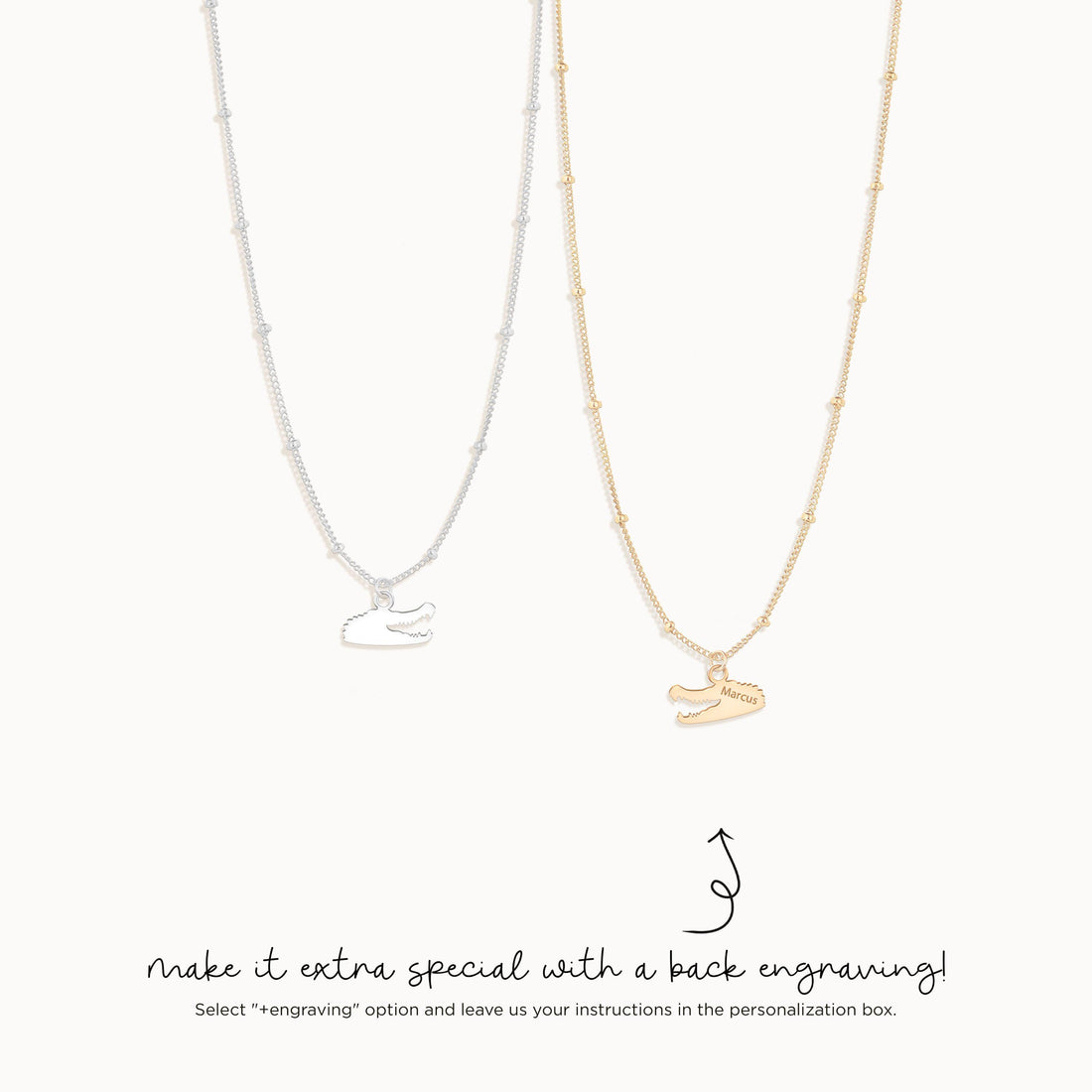 Alligator Head Pendant Beady Necklace