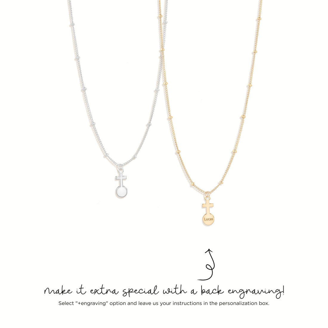 Faith Cross Pendant Beady Necklace