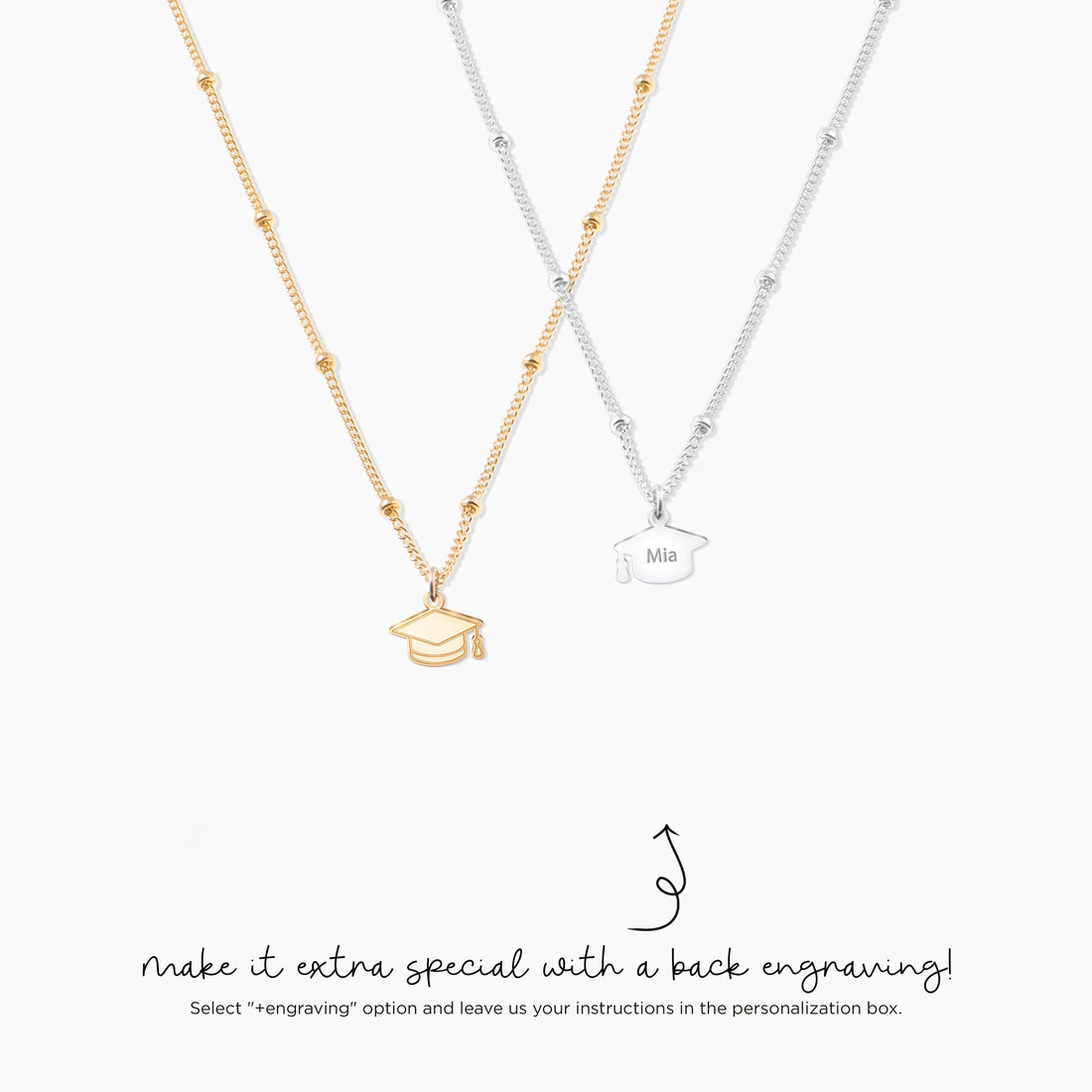 Graduation Cap Pendant Beady Necklace