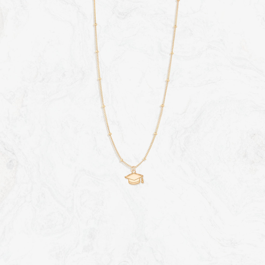 Graduation Cap Pendant Beady Necklace