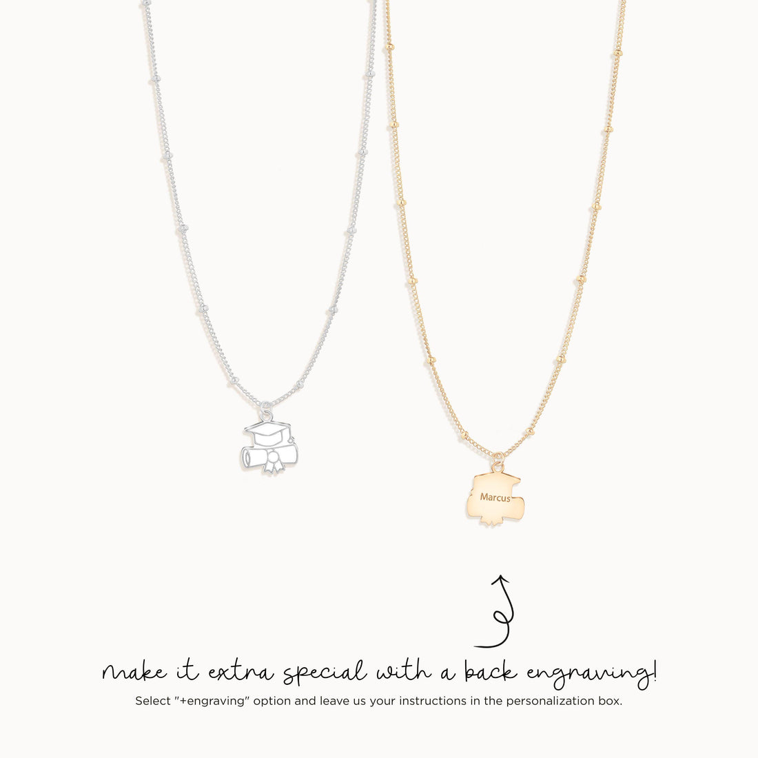 Graduation Cap Diploma Beady Necklace