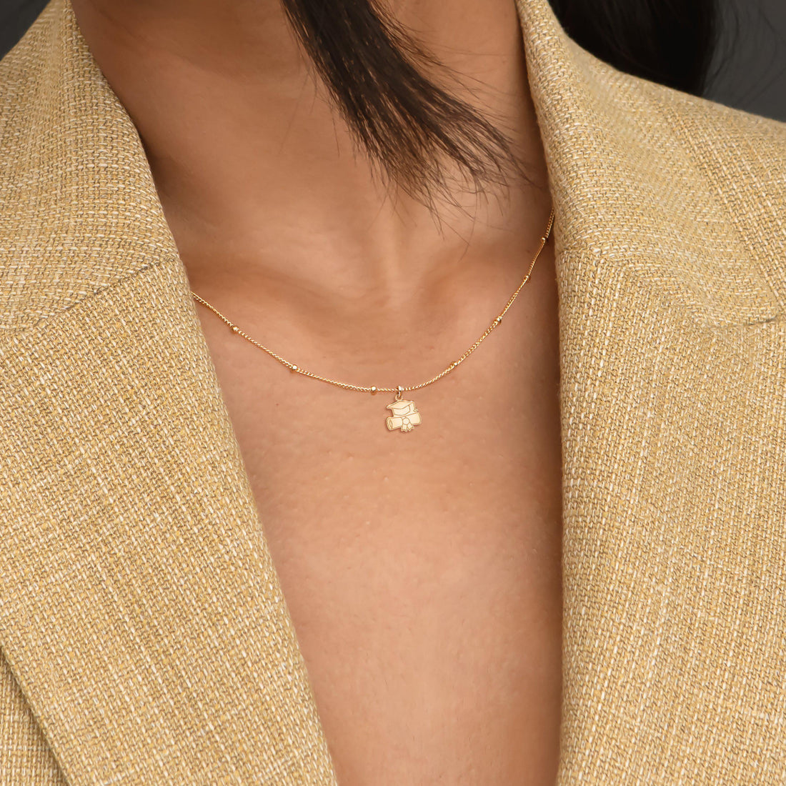 Graduation Cap Diploma Beady Necklace
