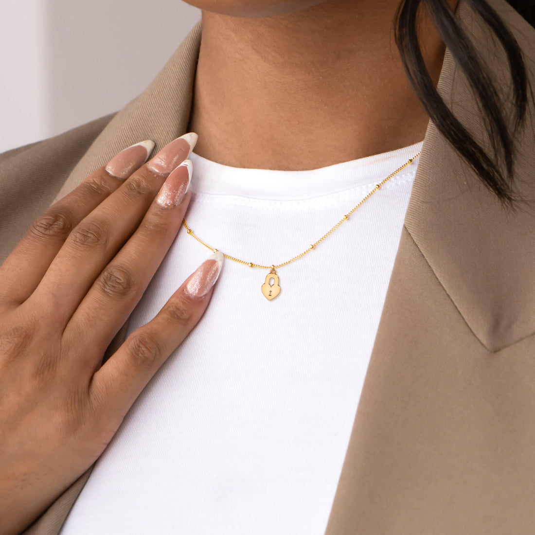 Heart Padlock Beady Necklace