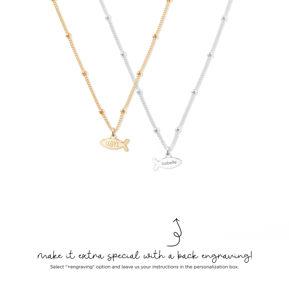 Ichthys Cross Fish Charm Necklace