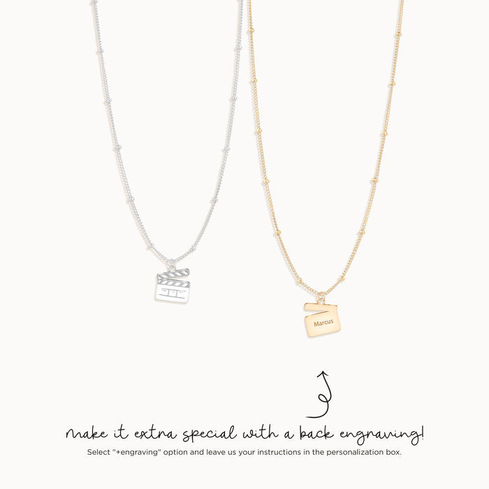 Clapperboard Film Slate Charm Necklace