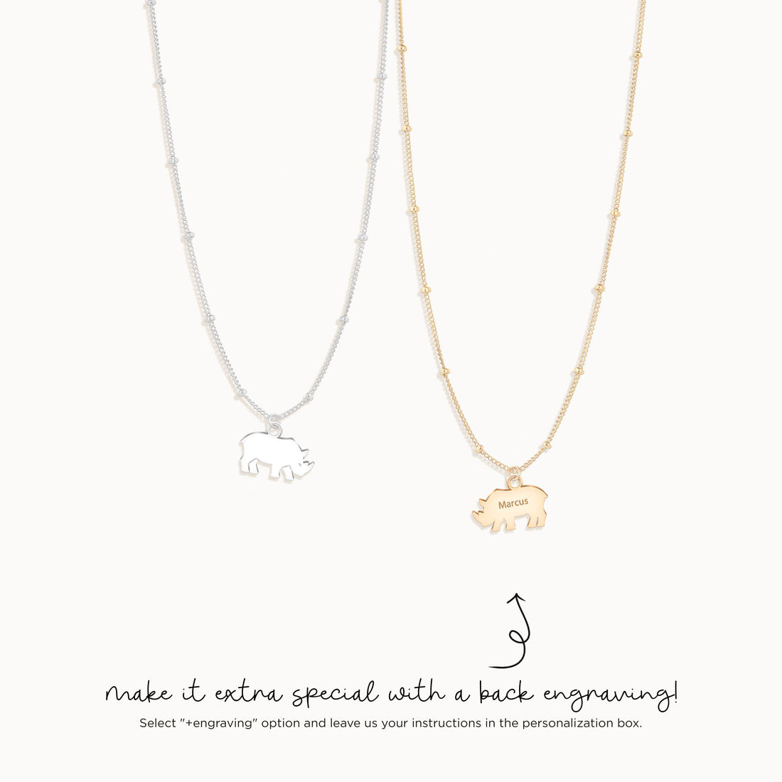 Rhino Charm Necklace