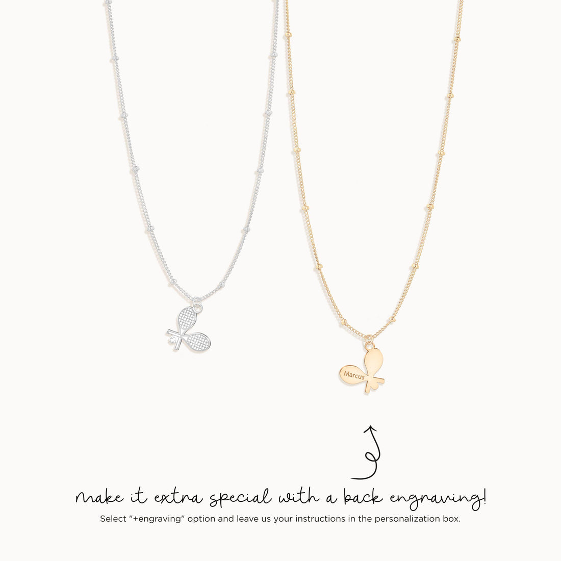 Tennis Racket Sport Charm Necklace