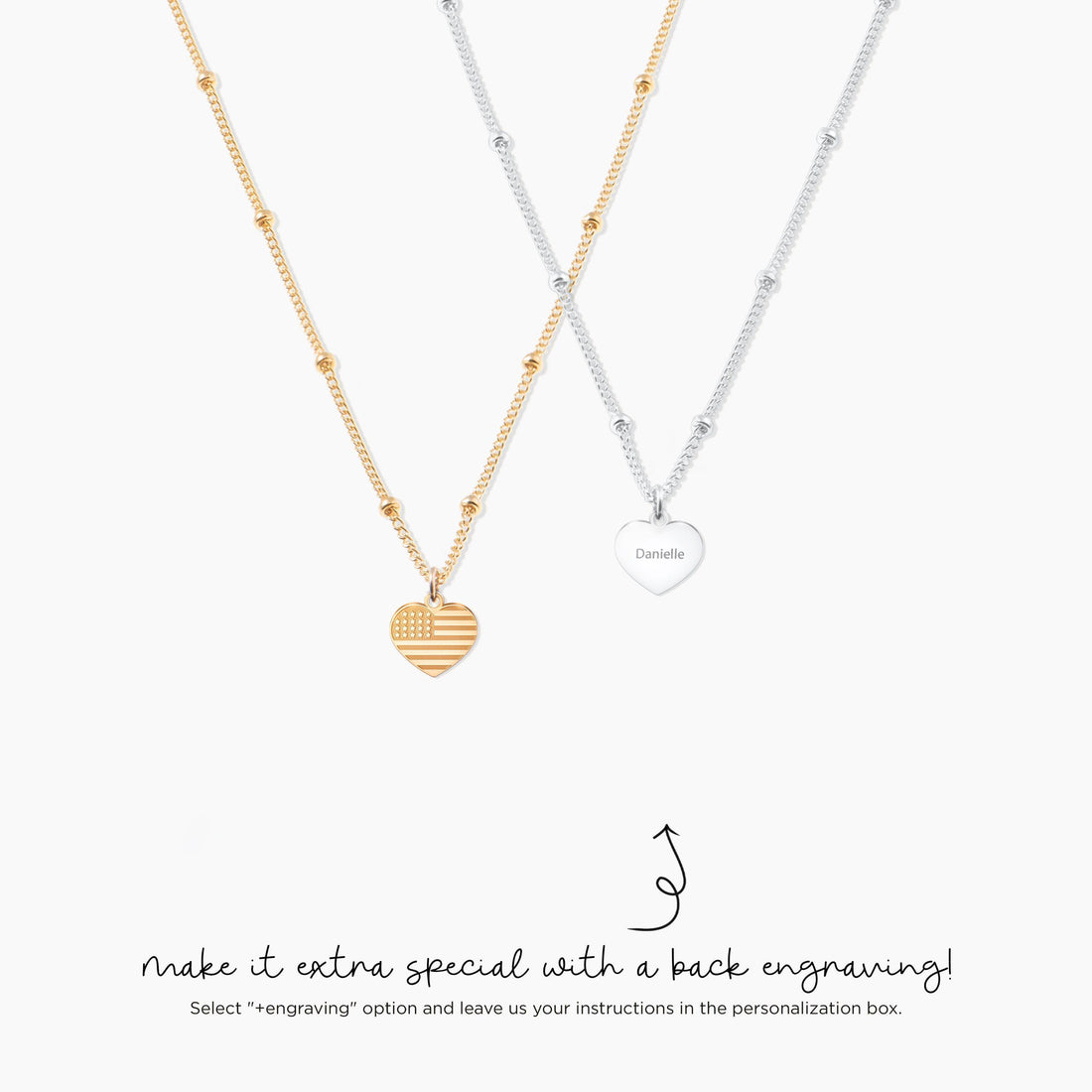 Patriotic Heart USA Charm Necklace