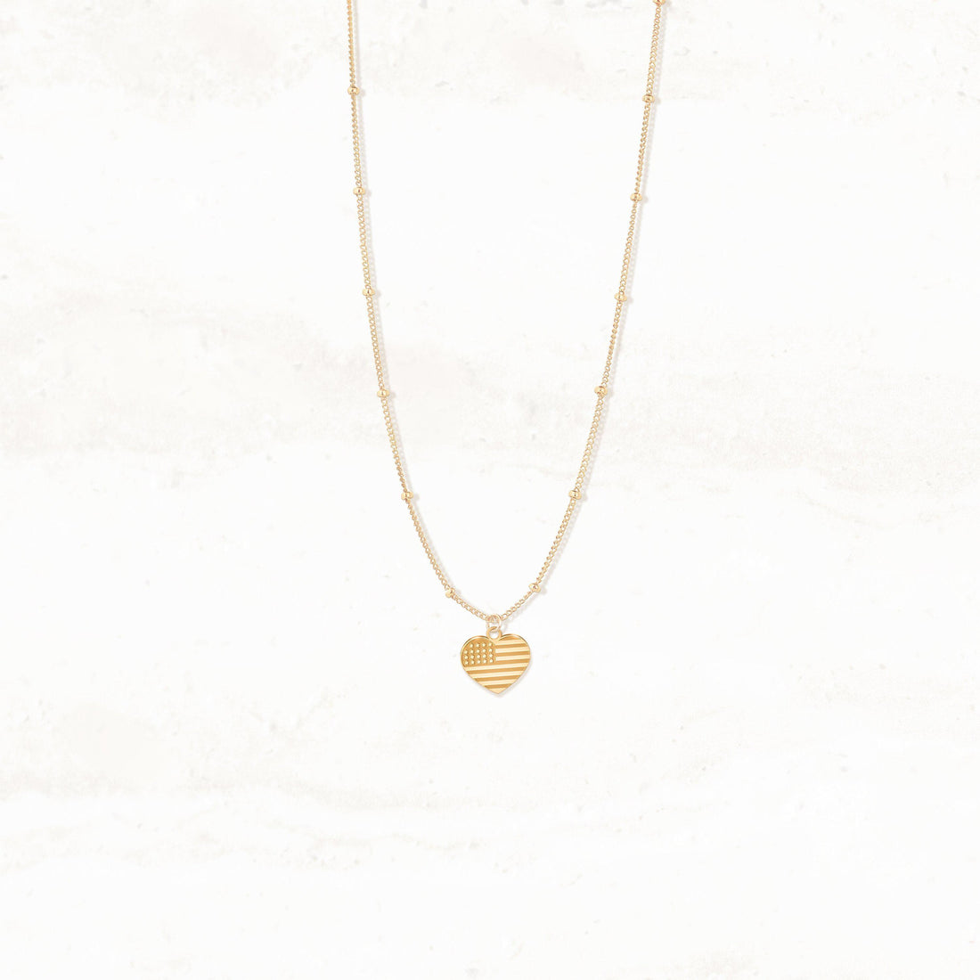 Patriotic USA Heart Charm Necklace