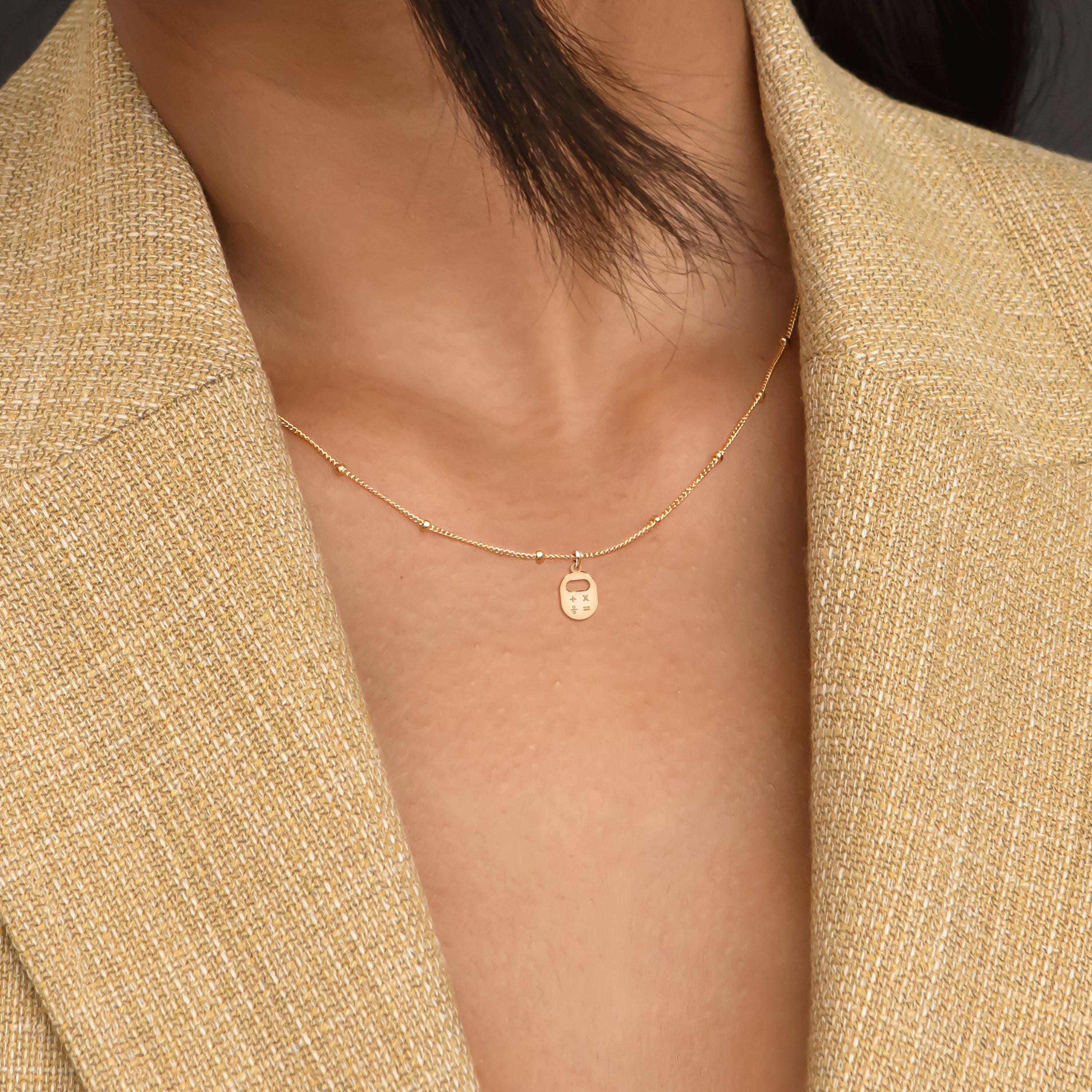 Calculator Pendant Beady Necklace