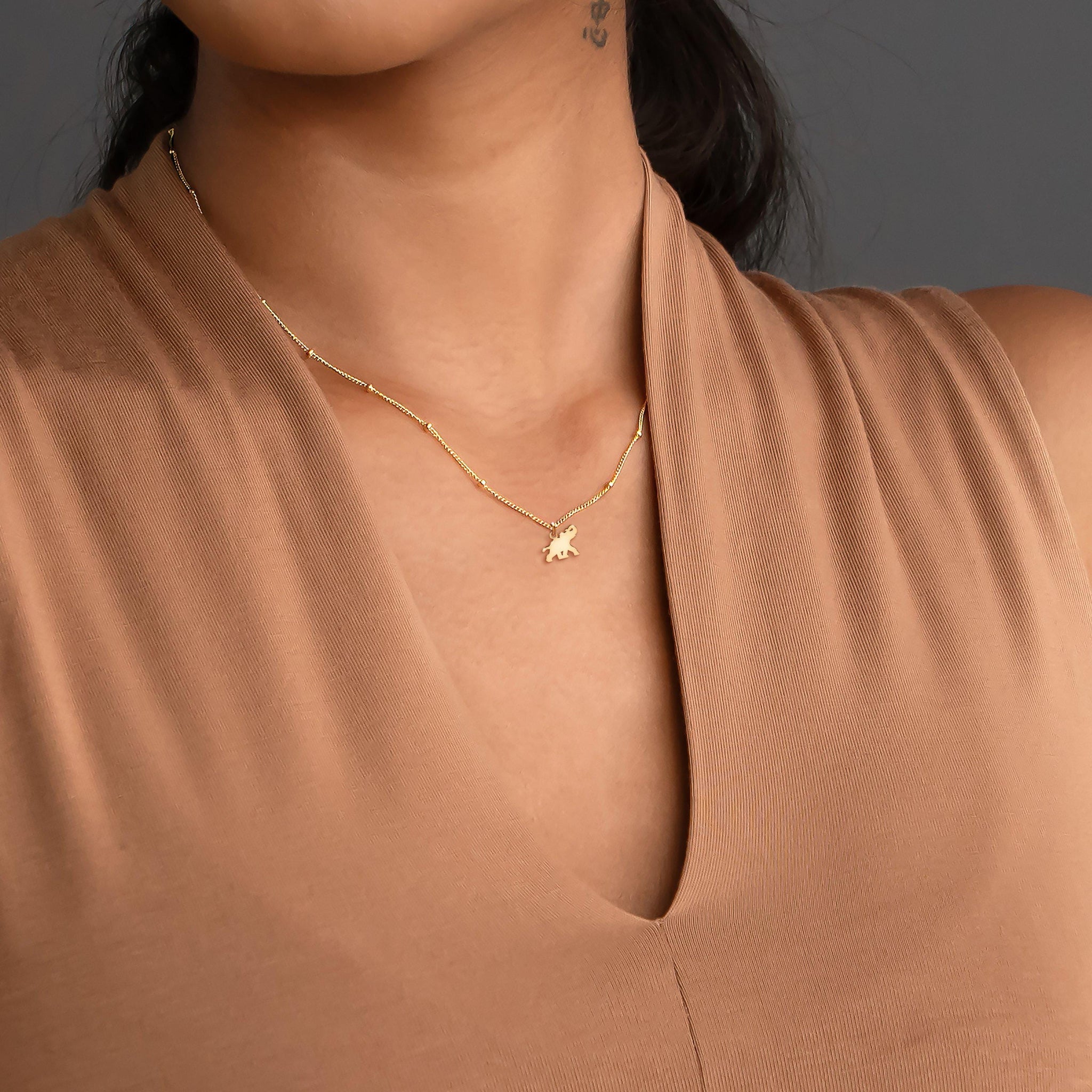 Trunk Up Elephant Charm Necklace