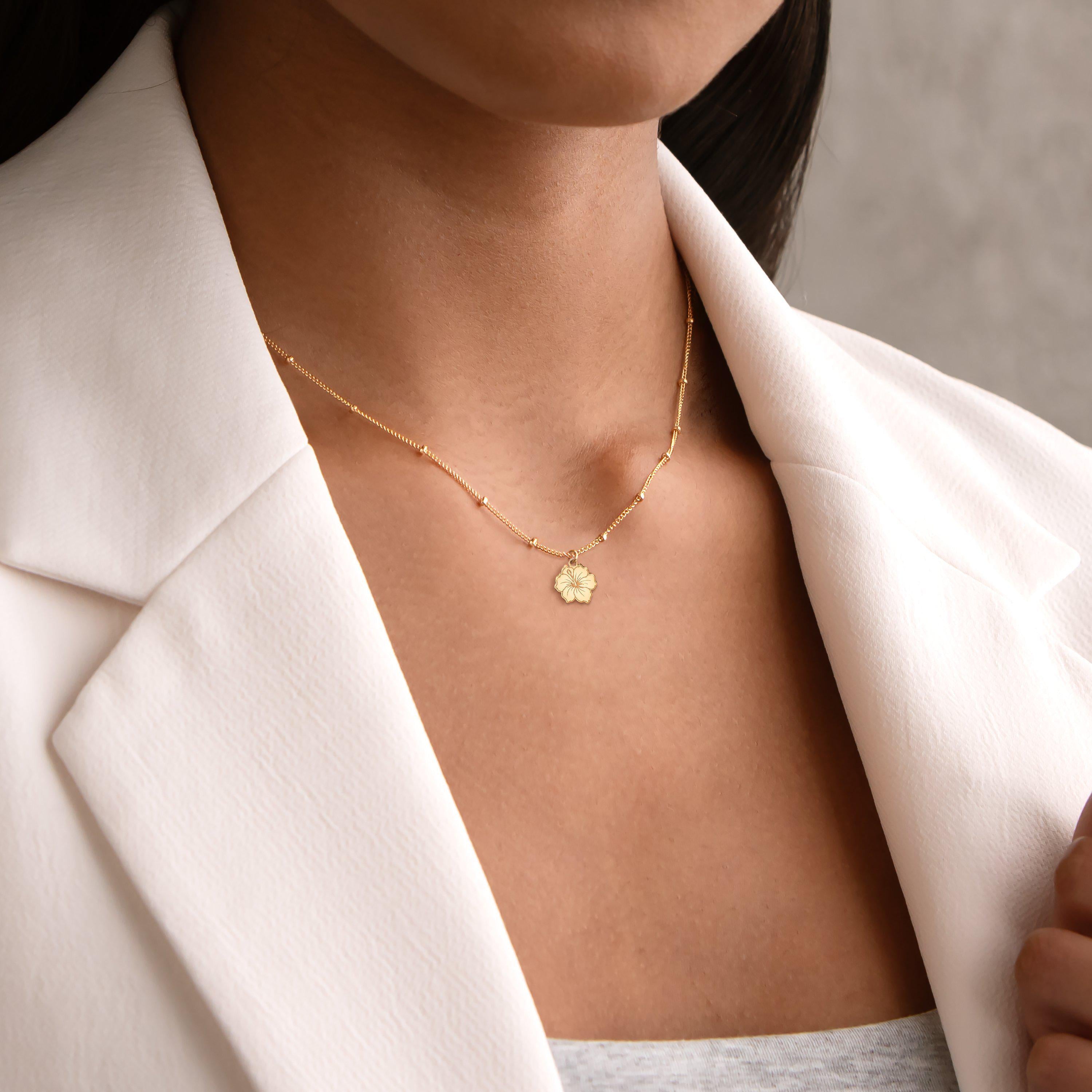 Flower Pendant Beady Necklace