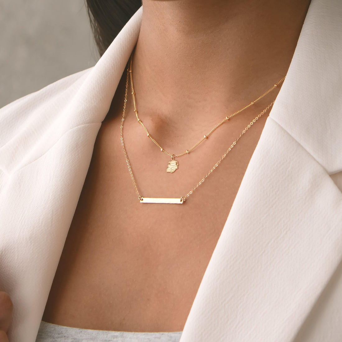 Mortarboard and Diploma Charm Necklace