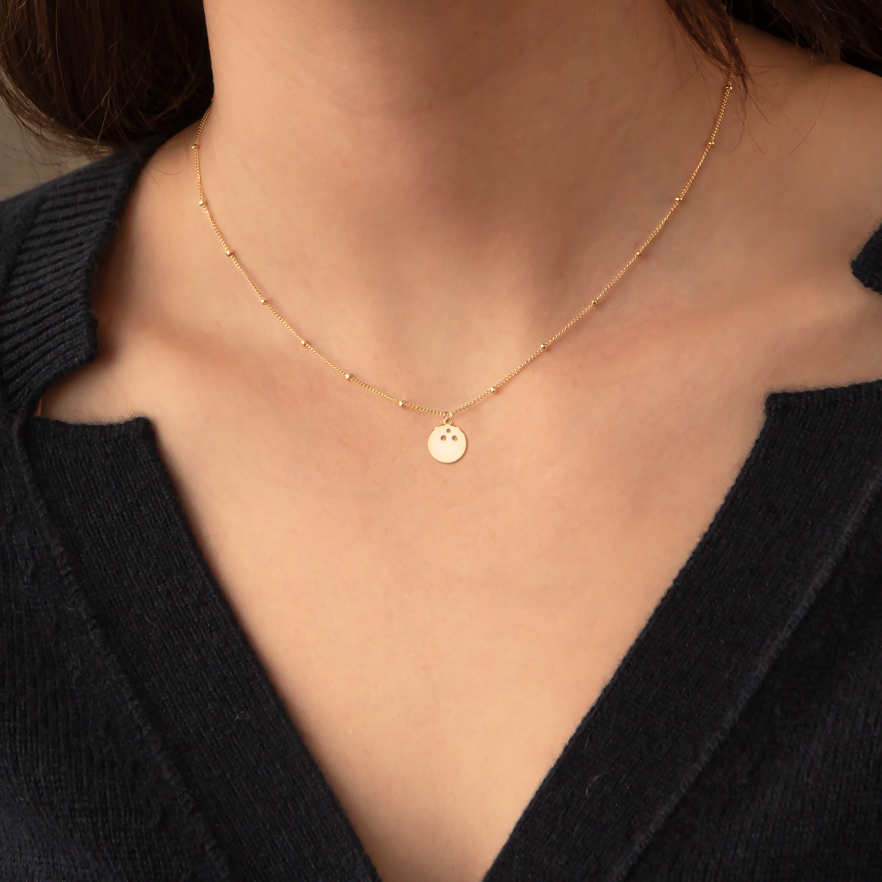 Bowling Ball Pendant Beady Necklace