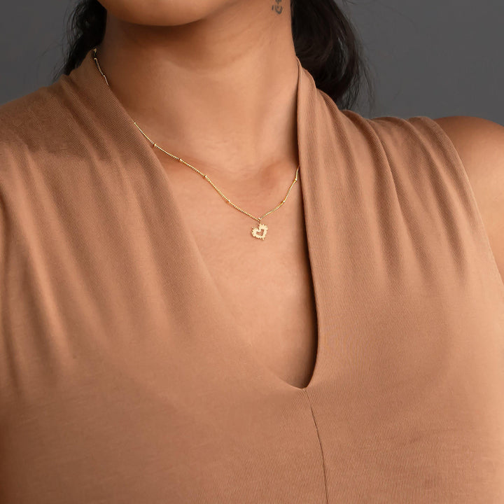 Flaming Heart Charm Necklace