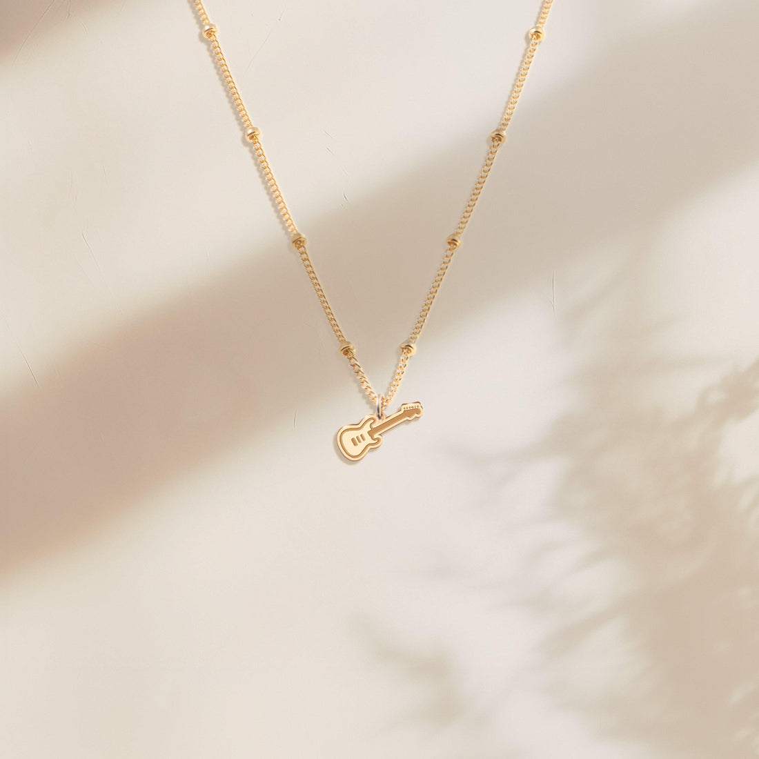 Electric Guitar Pendant Beady Necklace