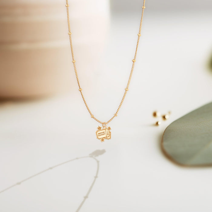 Movie Ticket Charm Necklace