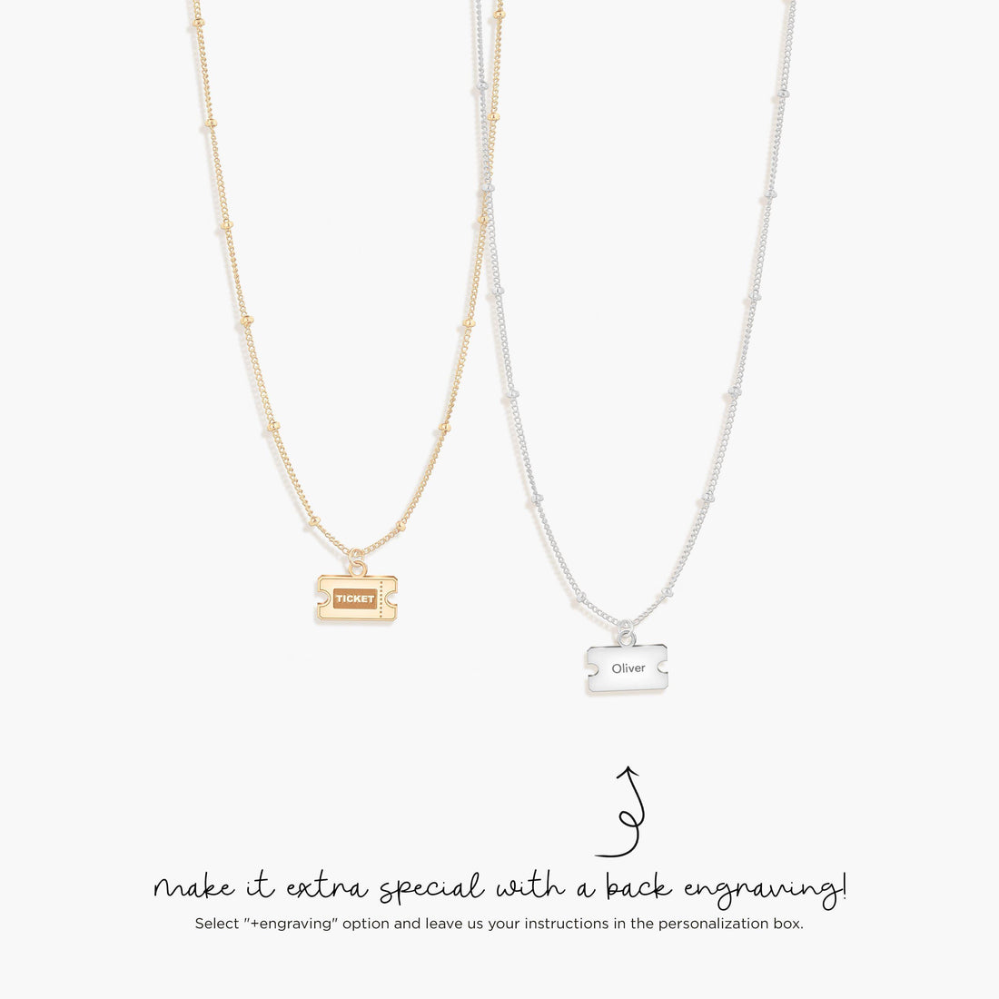 Movie Retro Ticket Stub Charm Necklace