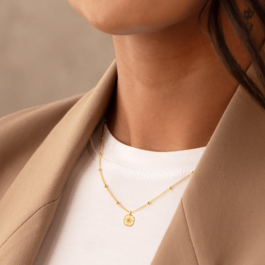 Flower Beady Pendant Beady Necklace