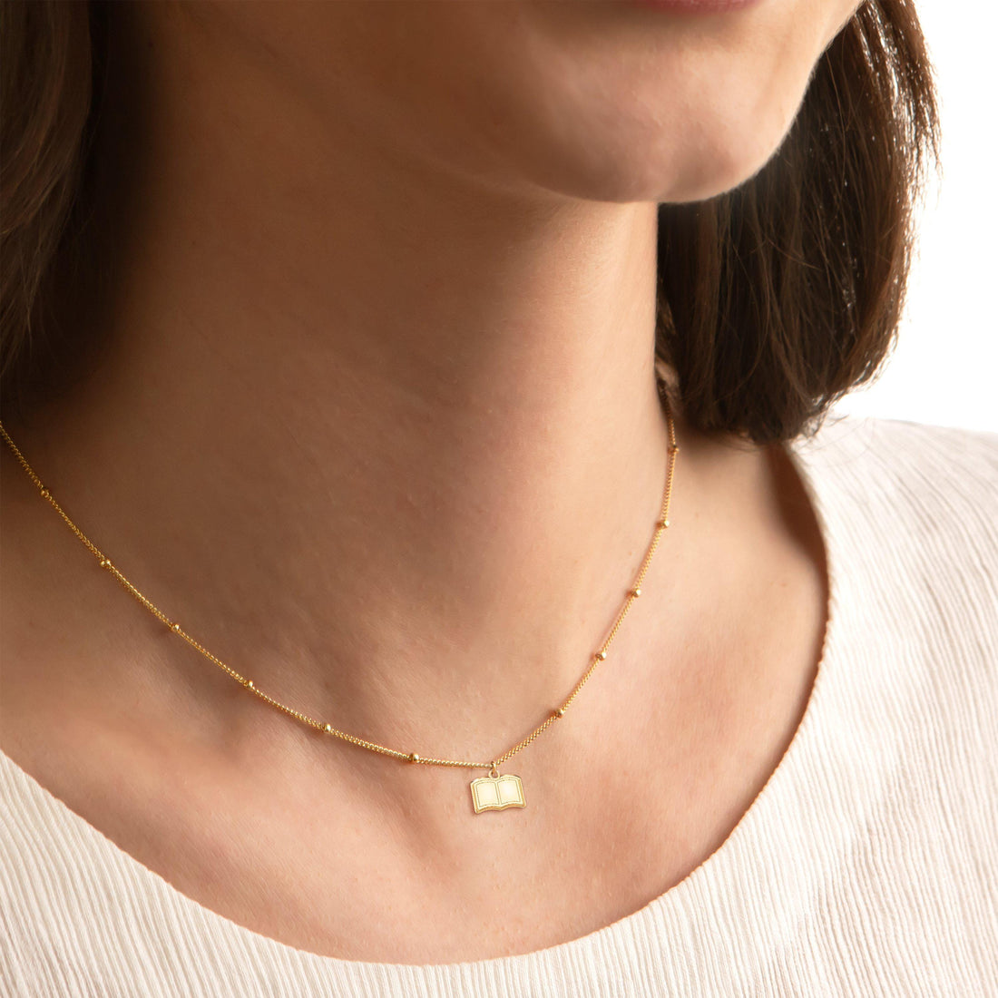 Reading Book Lover Charm Necklace