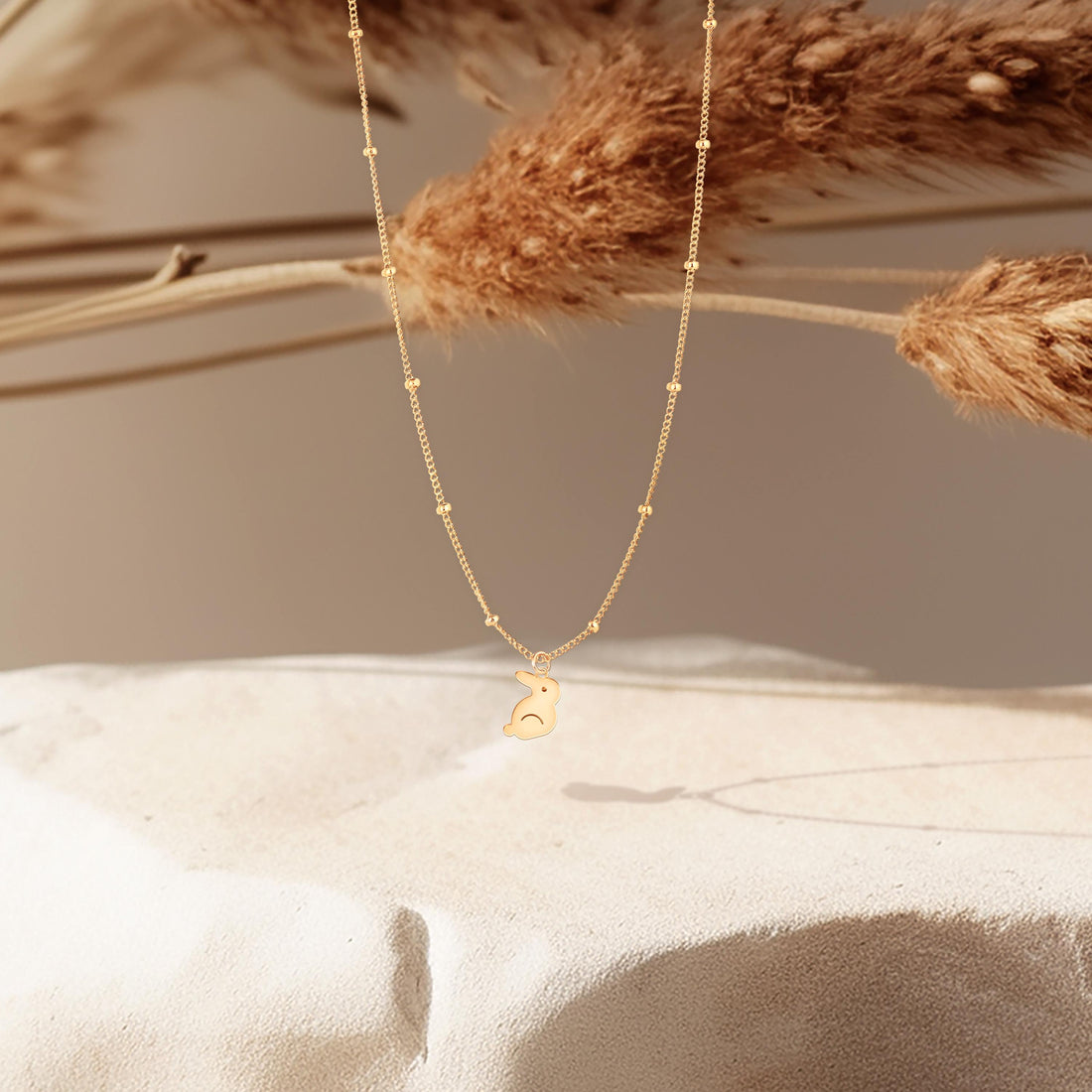 Bunny Charm Beady Necklace