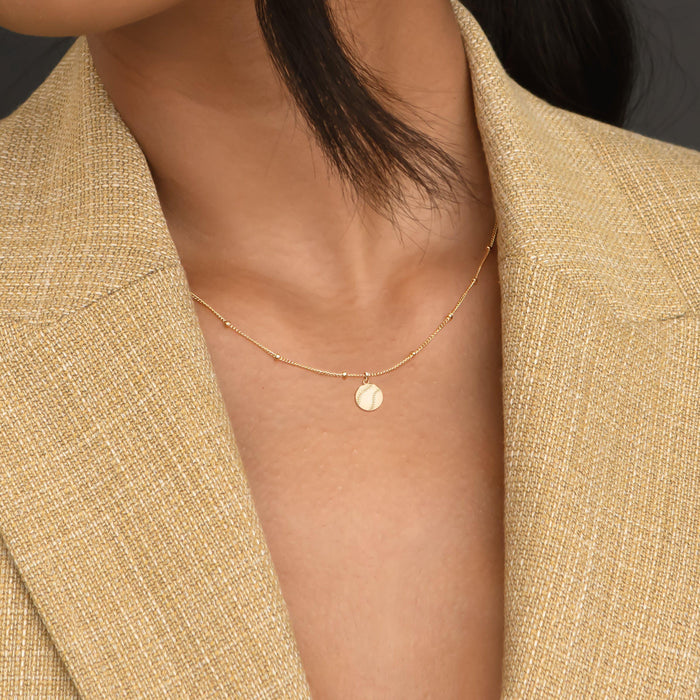 Baseball Pendant Beady Necklace