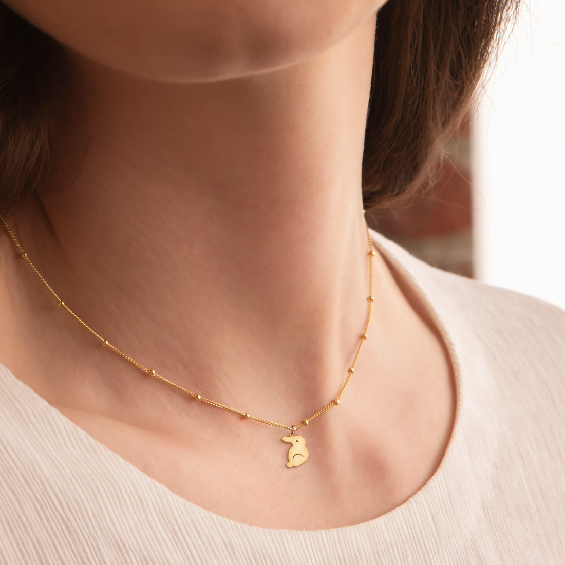Bunny Rabbit Beady Necklace