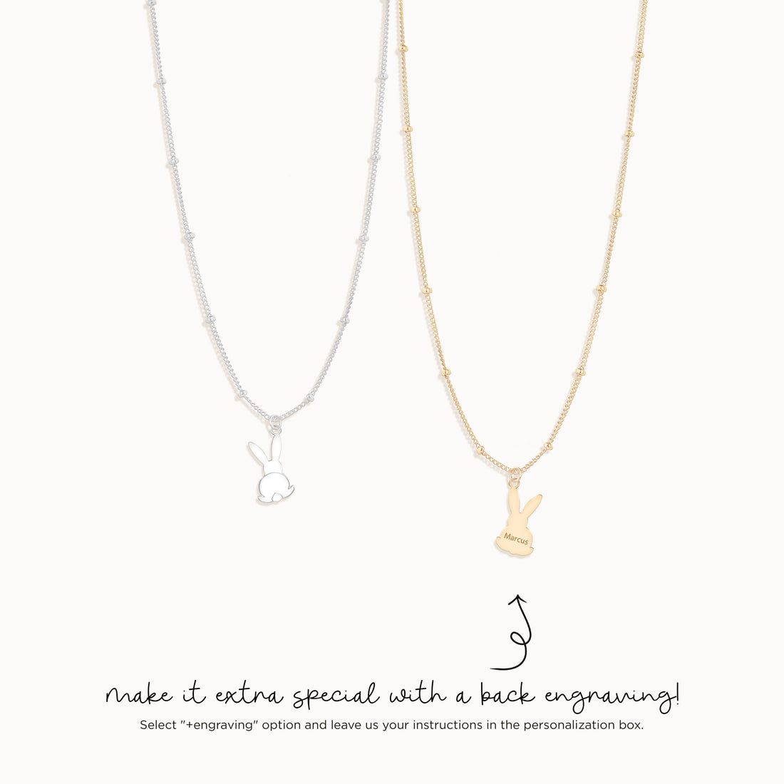 Rabbit Pendant Beady Necklace