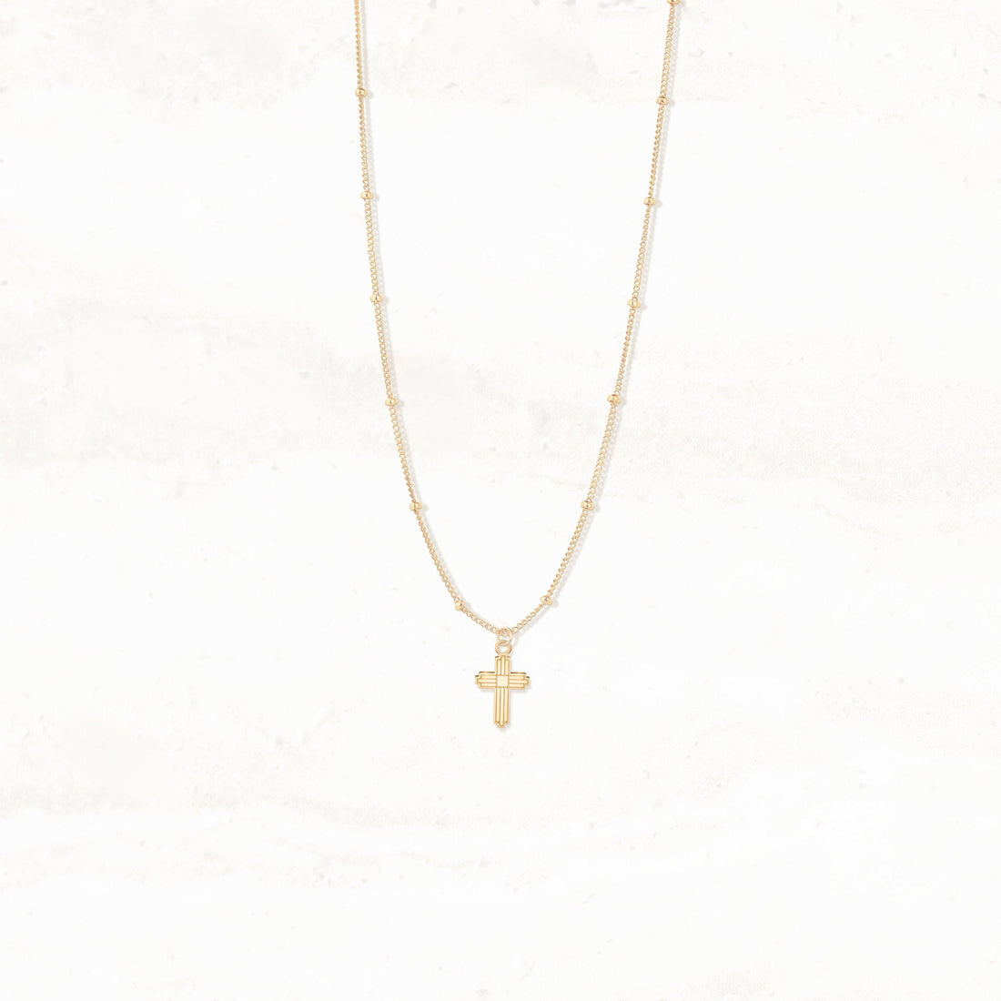 Striped Christian Cross Charm Necklace