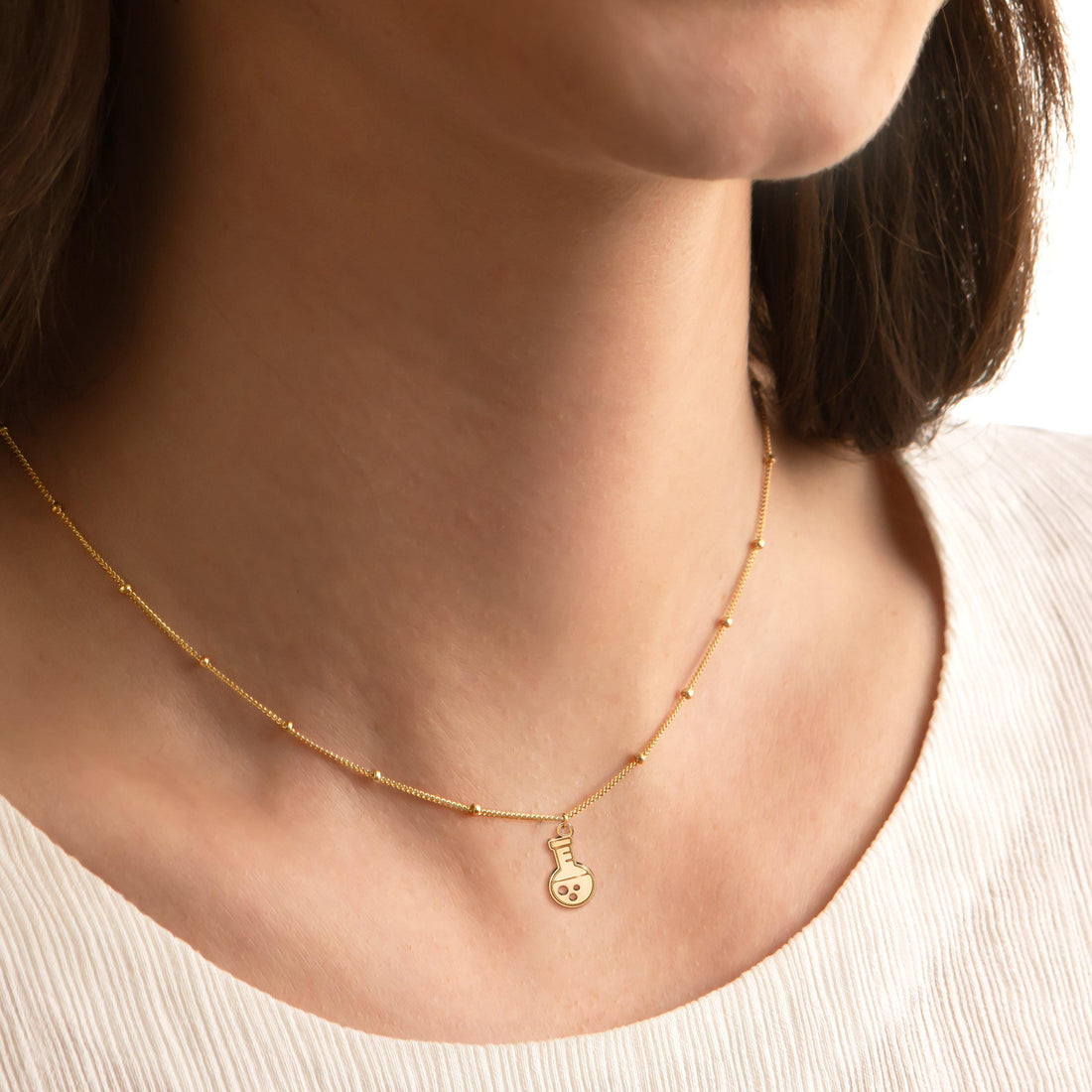 Erlenmeyer Flask Pendant Beady Necklace