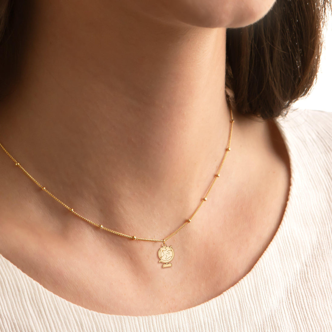 Globe Pendant Beady Necklace