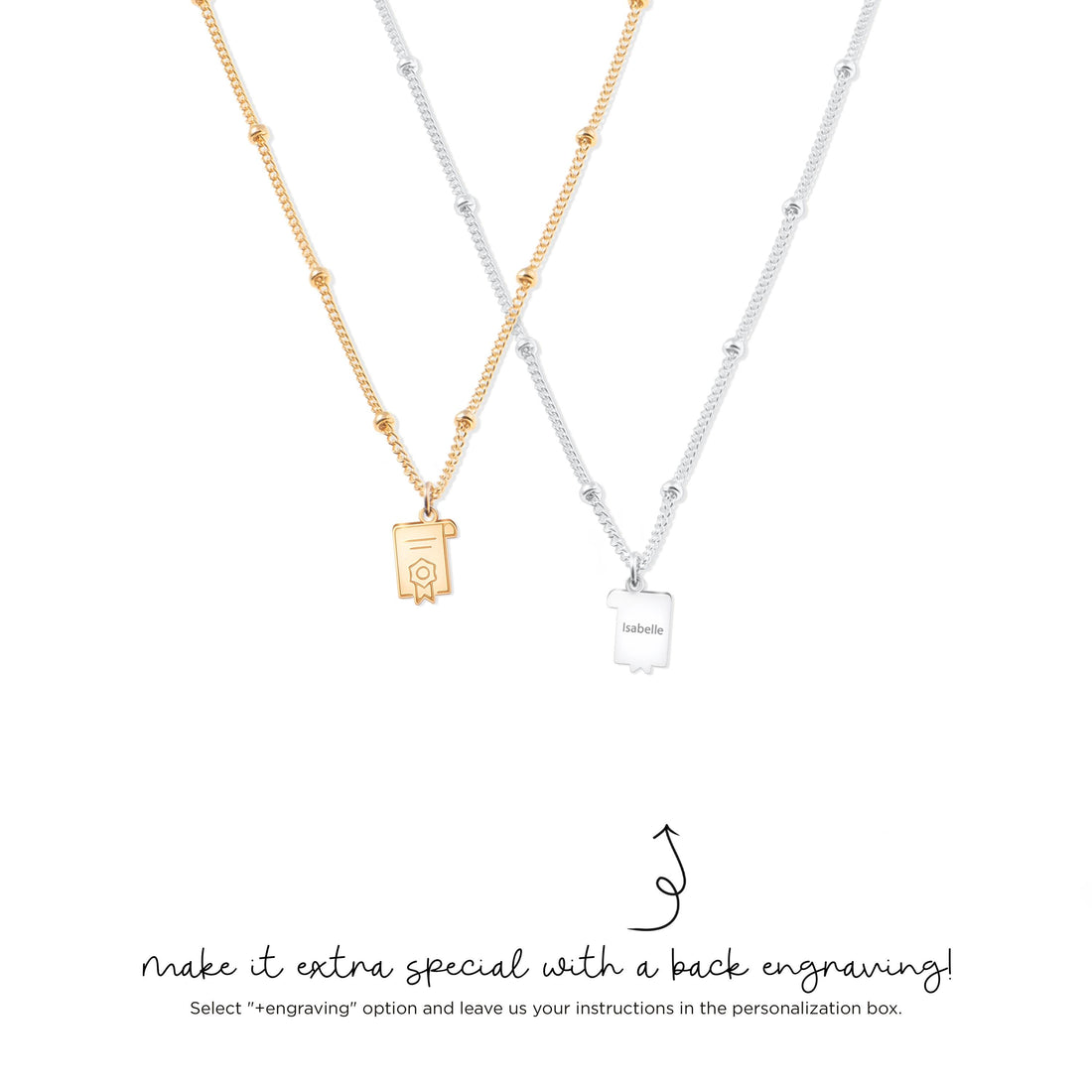 Graduation Cap and Diploma Necklace