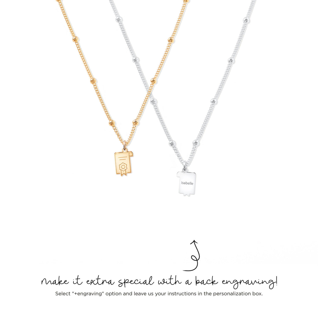 Graduation Diploma Grad Cap Charm Necklace