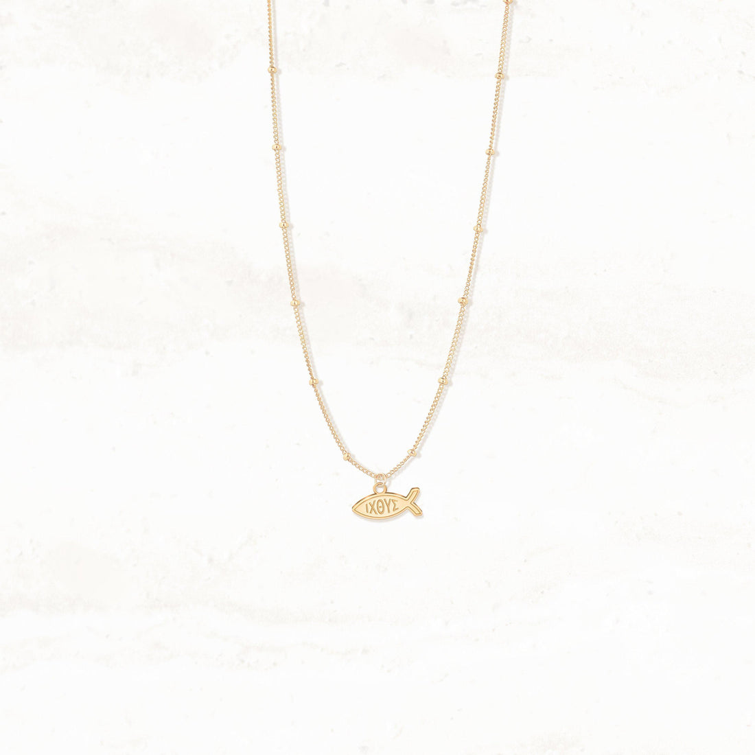 Ichthys Cross Fish Charm Necklace