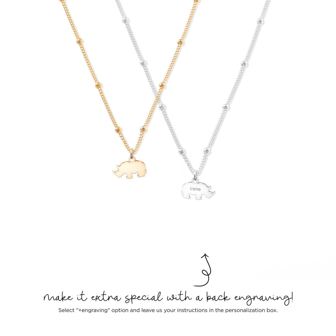 Leaping Rhino Charm Necklace