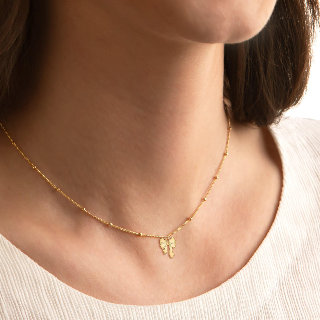 Ribbon Bow Charm Necklace