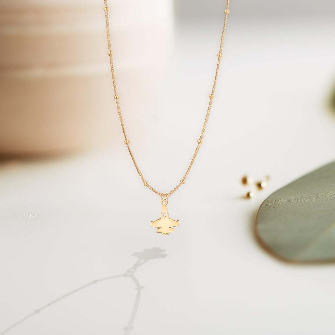 Airplane Beady Pendant Beady Necklace