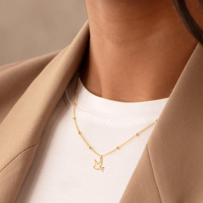 Flying Swallow Charm Necklace