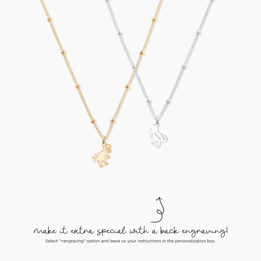 Leaping T Rex Charm Necklace