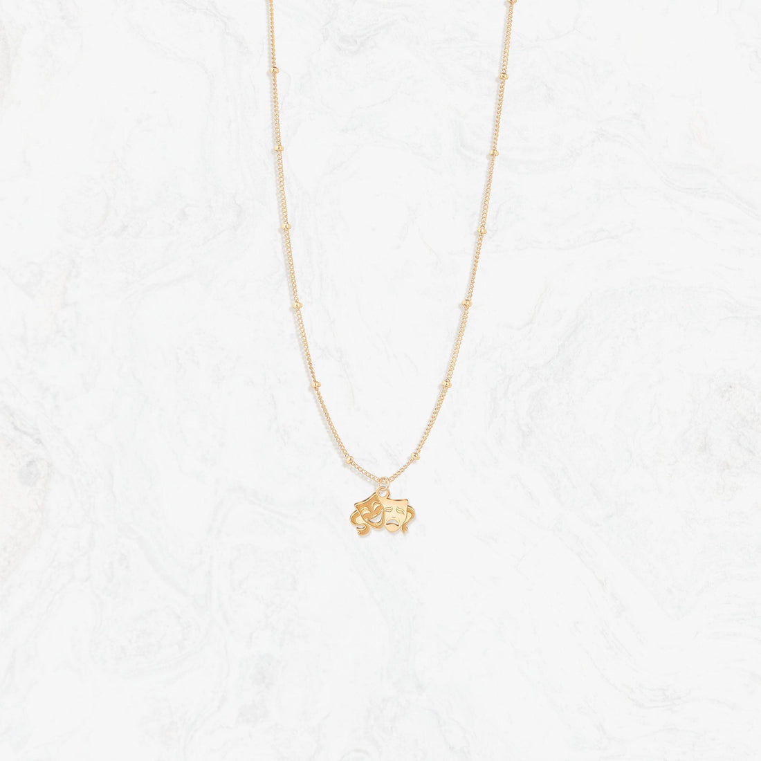 Comedy Tragedy Mask Charm Necklace