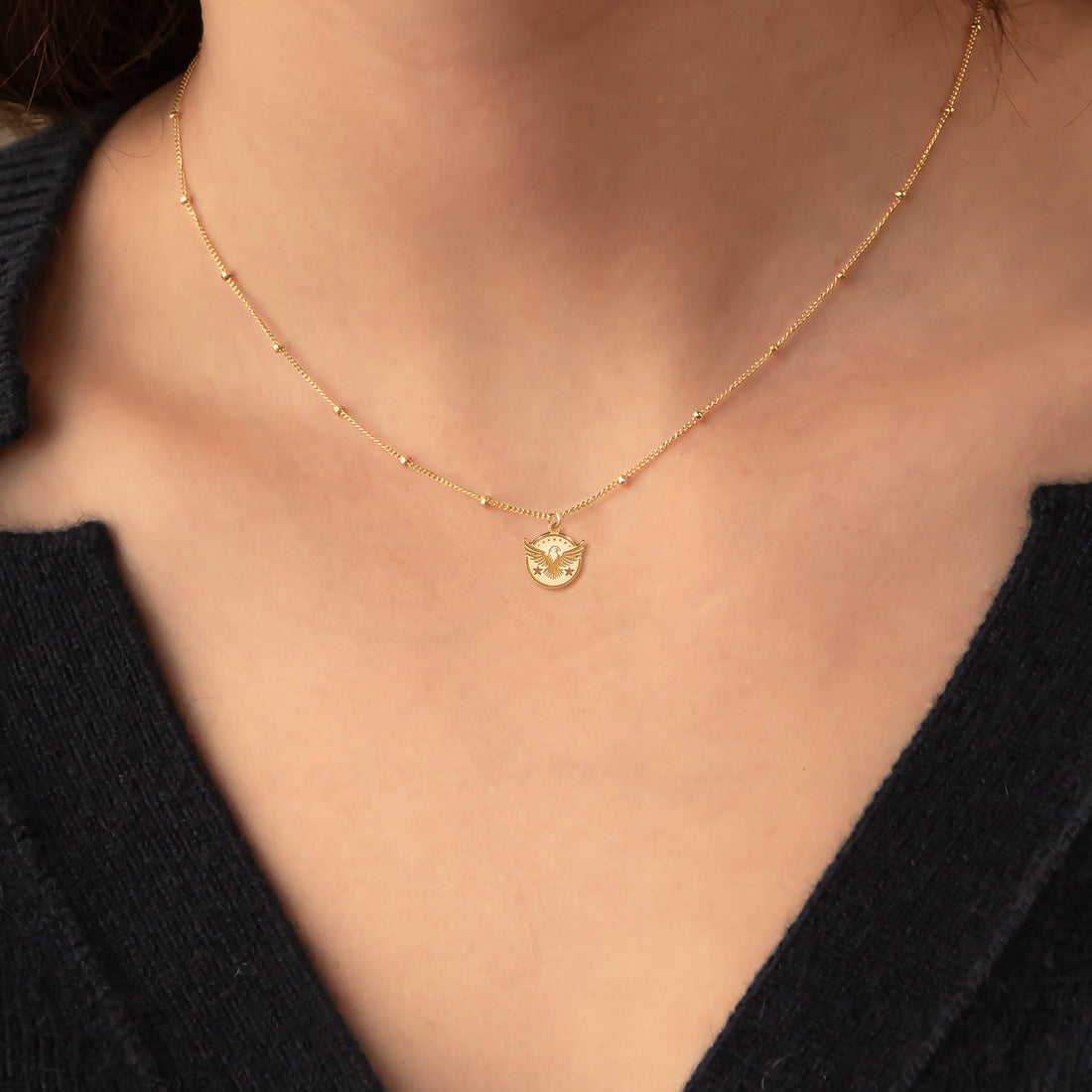 Eagle Pendant Beady Necklace