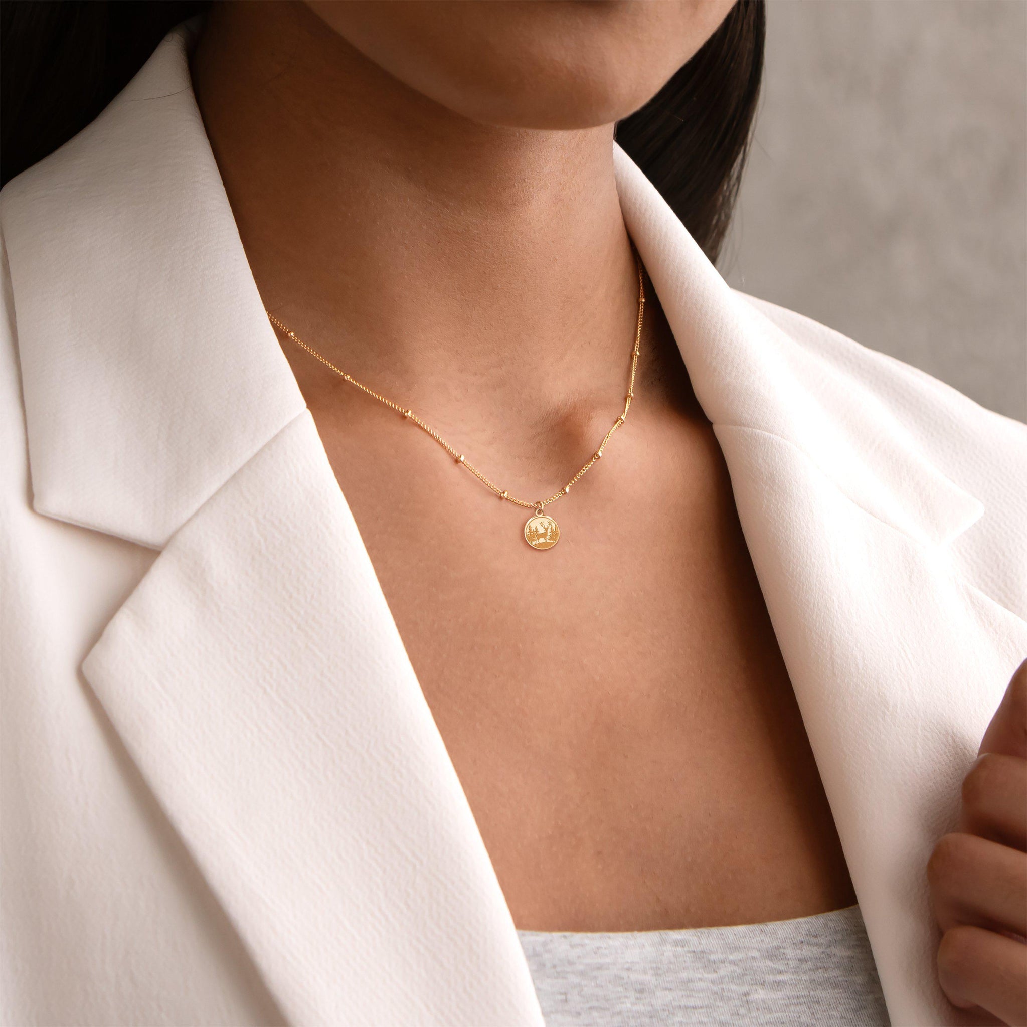 Leaping Deer Charm Necklace