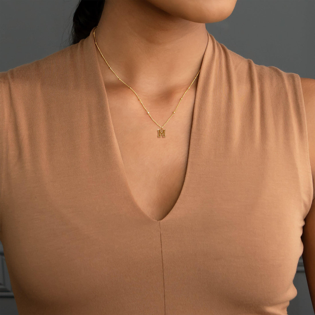 Sporty Initial Charm Necklace