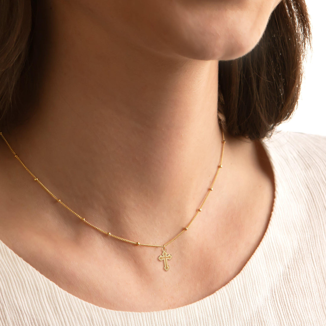 Faith Cross Satellite Beady Necklace