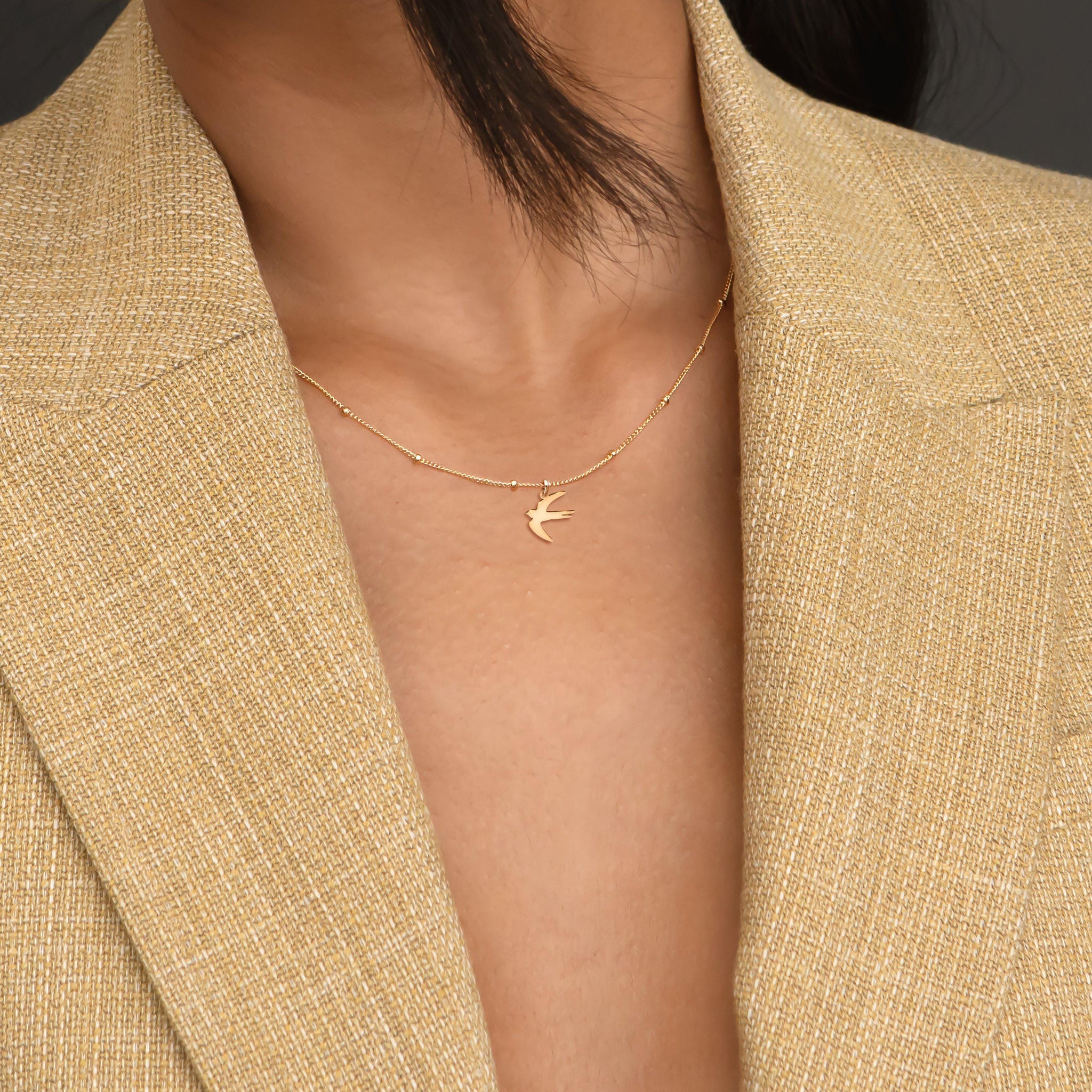 Flying Swallow Charm Necklace