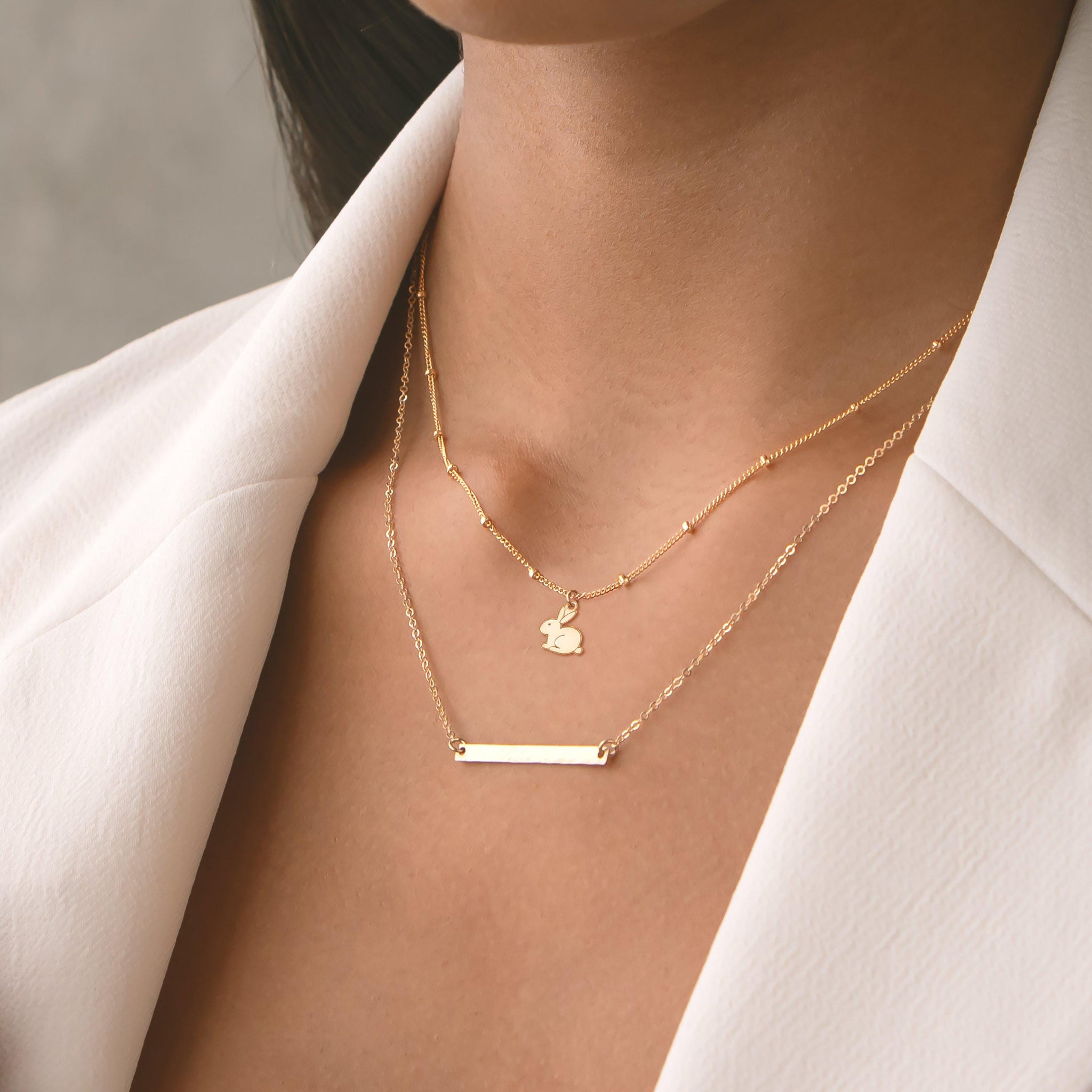 Sitting Bunny Charm Necklace