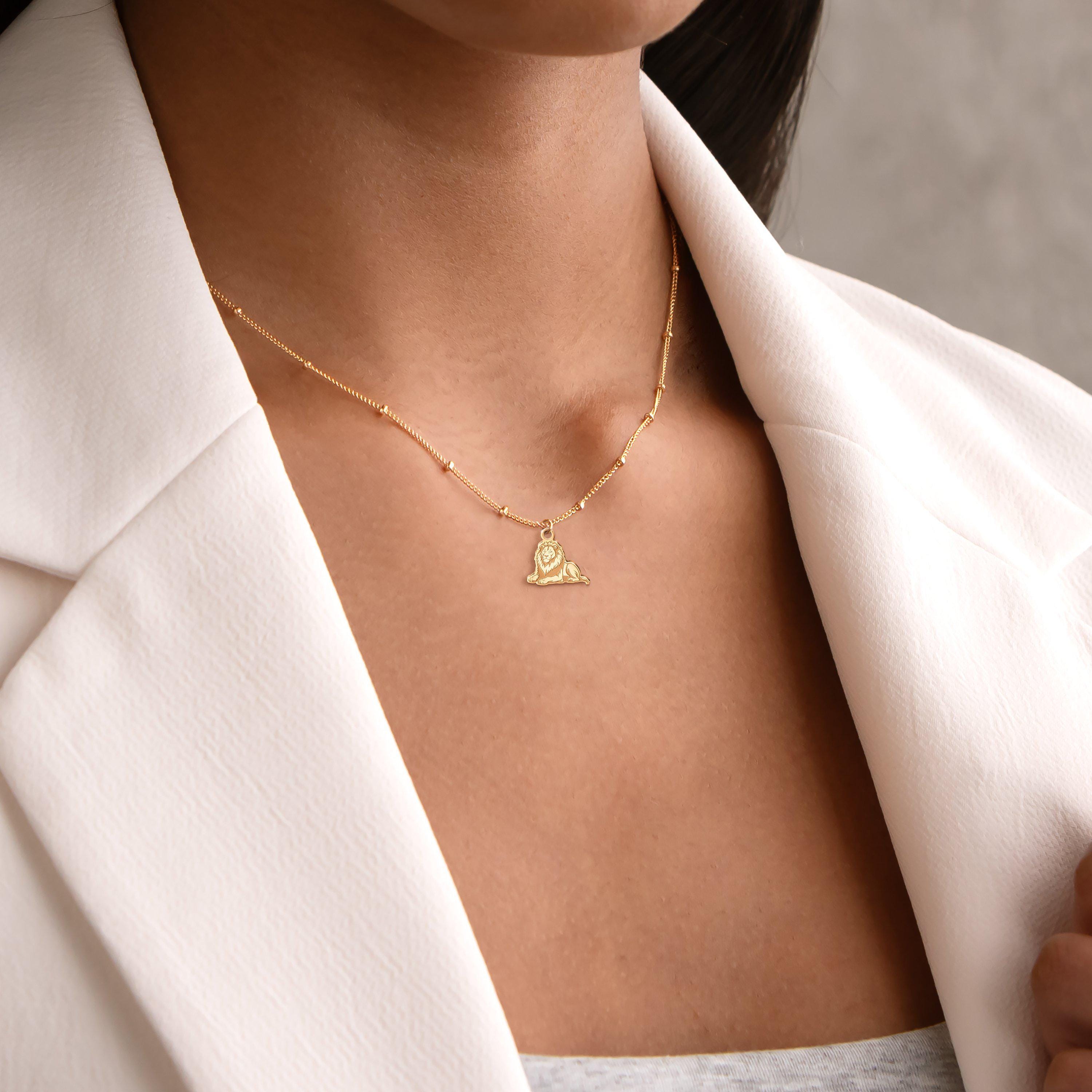 Lion Charm Beady Necklace